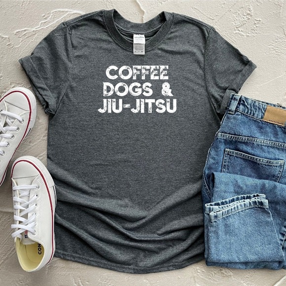 Coffee Dogs & Jiu-Jitsu Shirt, Brazilian Jiu Jitsu Shirt, Jiu Jitsu T-shirt - Picture 1 of 2
